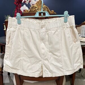 Women elastic paper bag style cotton short